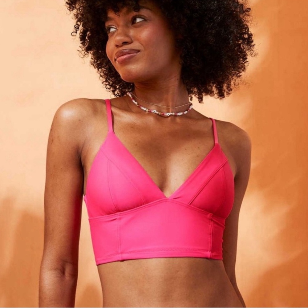 aerie Pink Longline Triangle bikini top